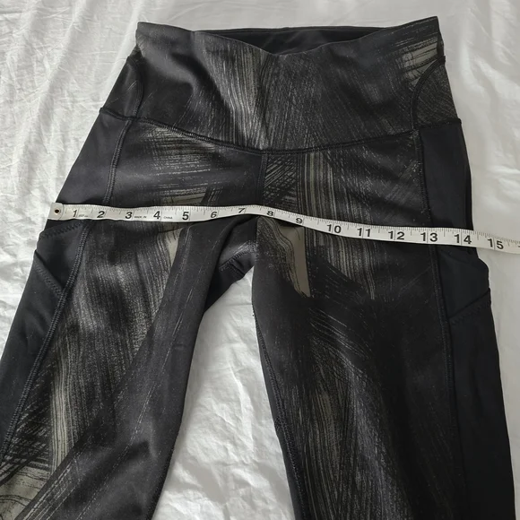 Lululemon Fresh Mesh Run Crop Leggings Sz4 Wind Chill Fatigue Green Blck Pockets - Picture 8 of 16